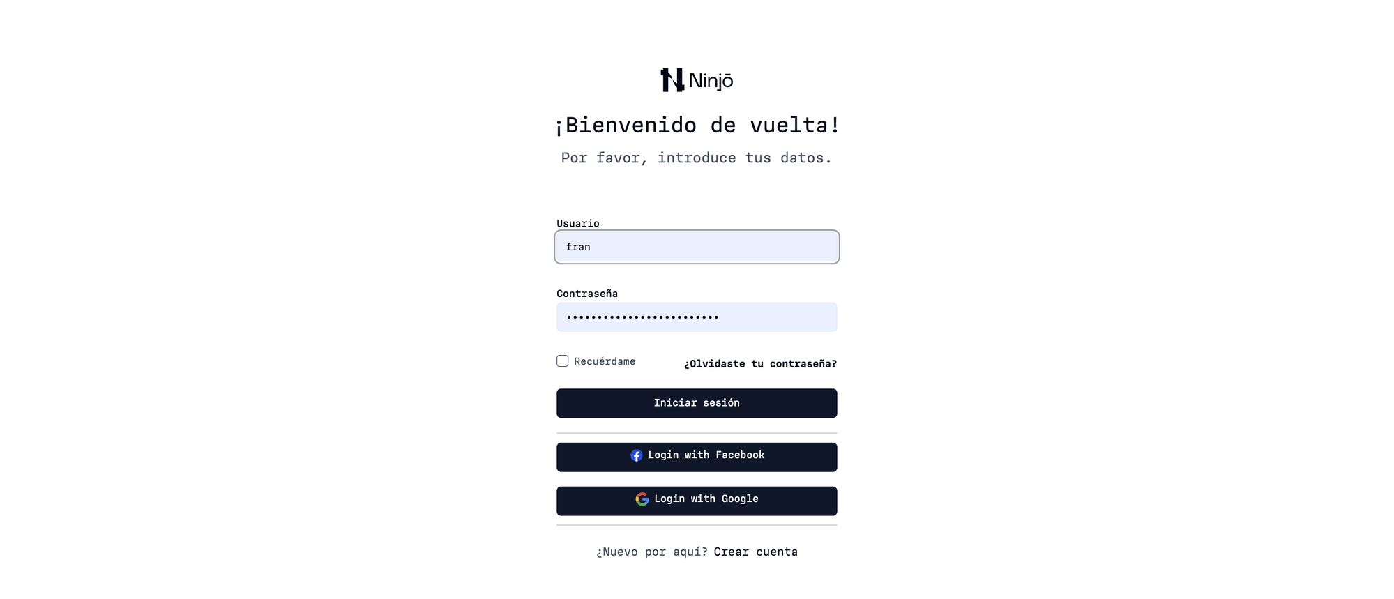 Login de Ninjō Studio